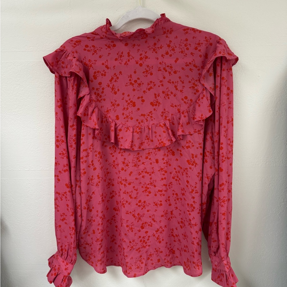 Floral Ruffle Pink Blouse - Picture 2 of 2
